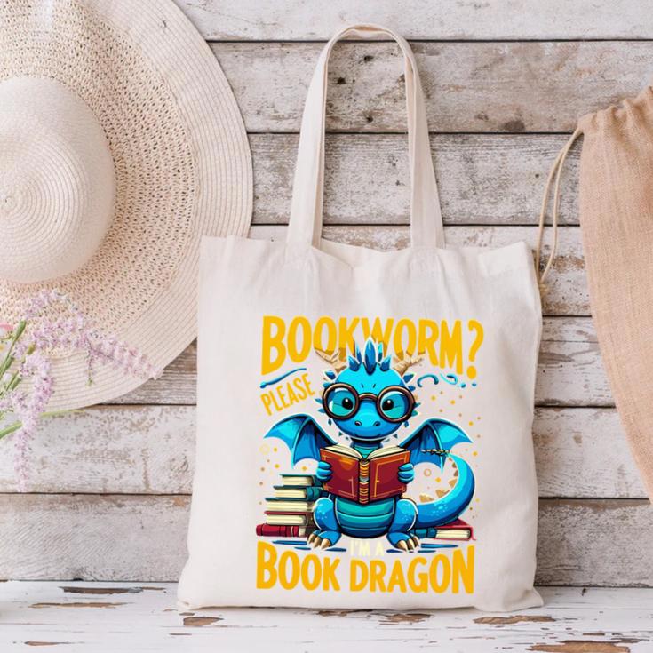 Dragon Bookworm Please I'm A Book Dragon Canvas Tote Bag Dragon Bookworm Please I'm A Book Dragon Canvas Tote Bag