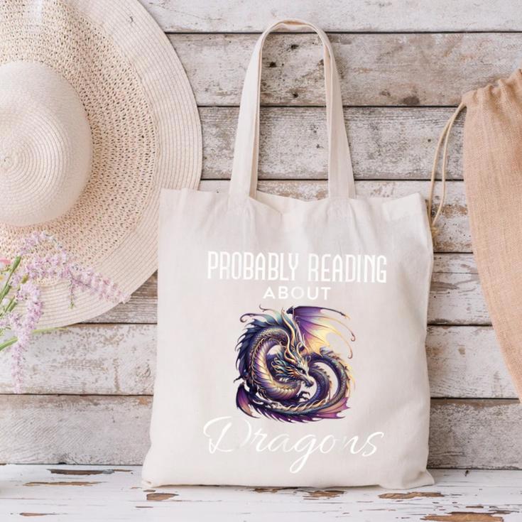 Dragon Fantasy Book Lover And Apparel Probably Reading About Dragons Canvas Tote Bag Dragon Fantasy Book Lover And Apparel Probably Reading About Dragons Canvas Tote Bag