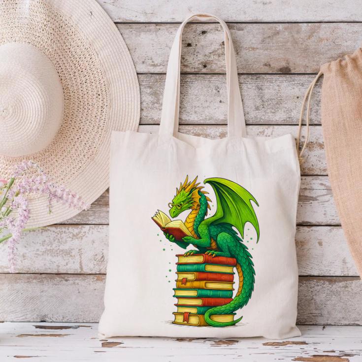 Dragon Reading Books Matching Bookworm Readers Librarian Canvas Tote Bag