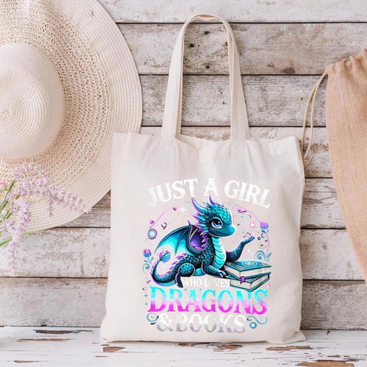 Dragon Reading Just A Girl Who Loves Dragons And Books Canvas Tote Bag