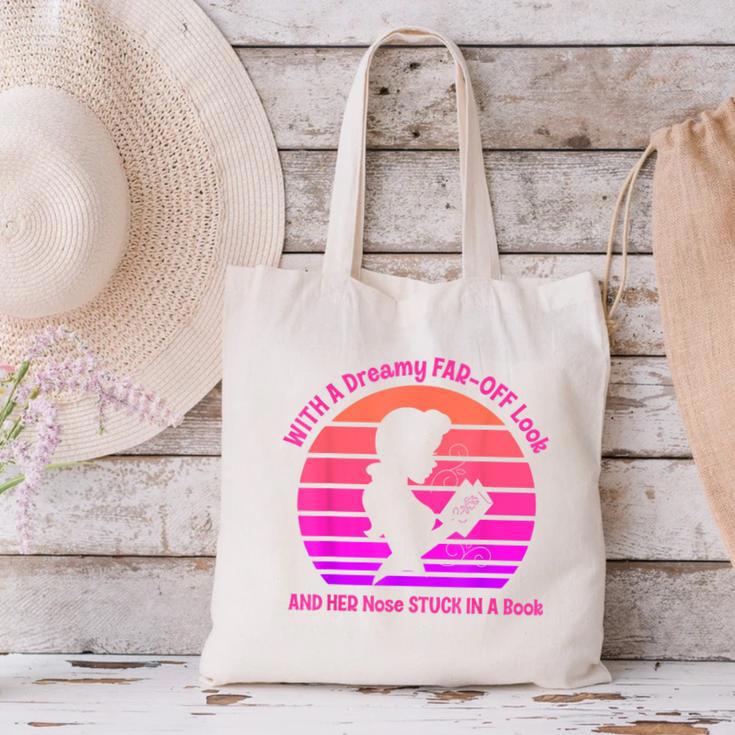 With A Dreamy Far-Off Look And Her Nose Stuck In A Book Canvas Tote Bag