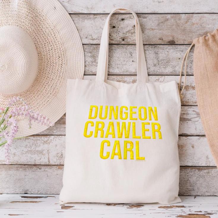 Dungeon Crawler Carl Yellow Text Logo LitRPG Series Book Canvas Tote Bag
