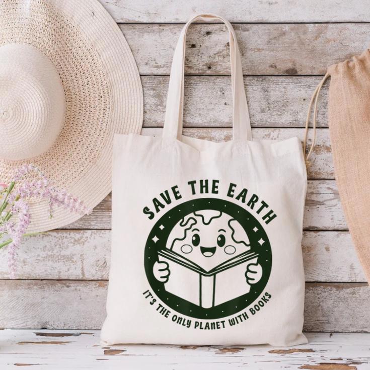 Earth Day 2025 Save Earth It´s Only Planet With Books Reader Canvas Tote Bag