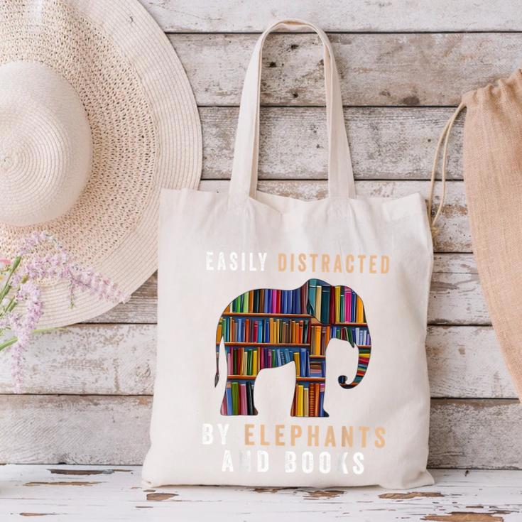 Easily Distracted By Elephants And Books Elephant Canvas Tote Bag