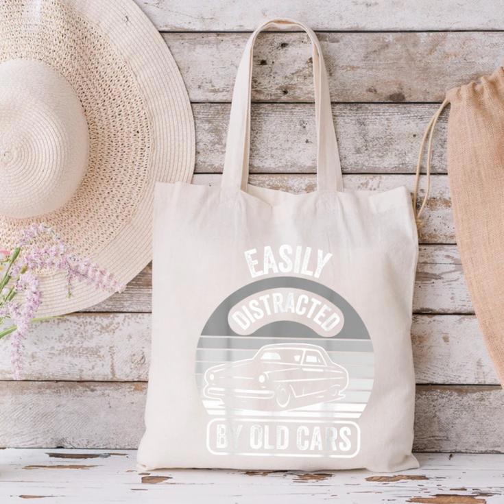Easily Distracted By Old Cars Graphic Nostalgia Canvas Tote Bag