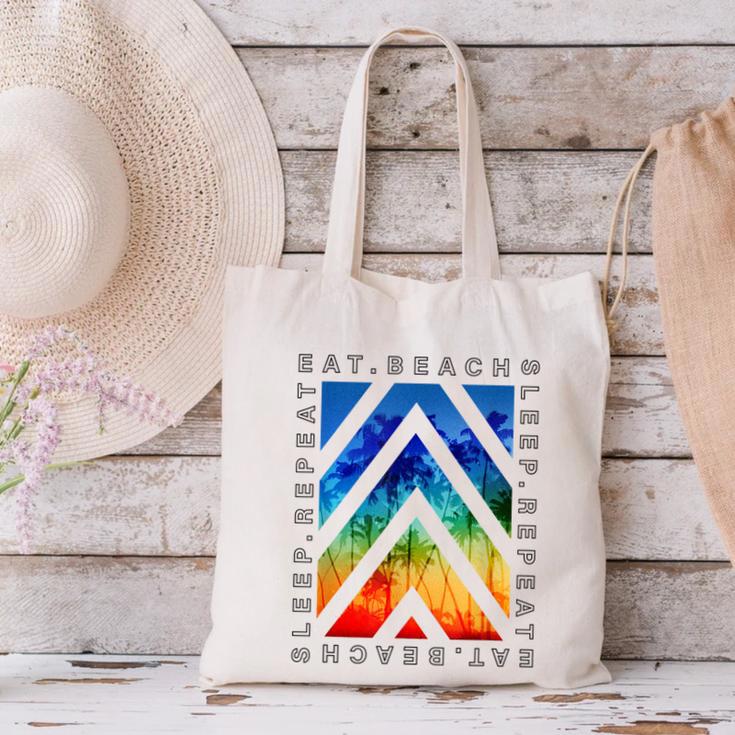 Eat Beach Sleep Repeat Summer Vacation Graduation Tees Men Women Kids Canvas Tote Bag