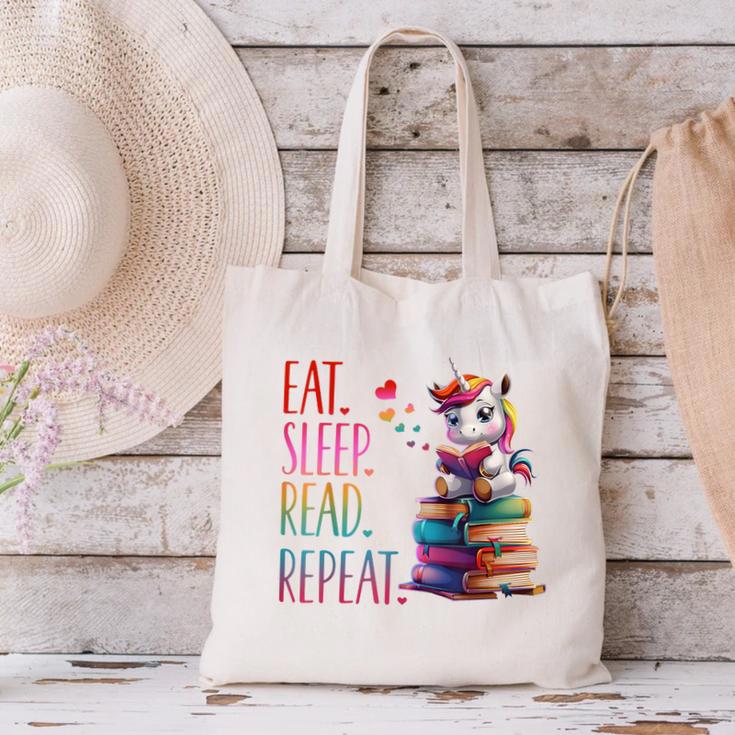 Eat Sleep Read Repeat Unicorn Read Book Reading Lovers Kids Canvas Tote Bag