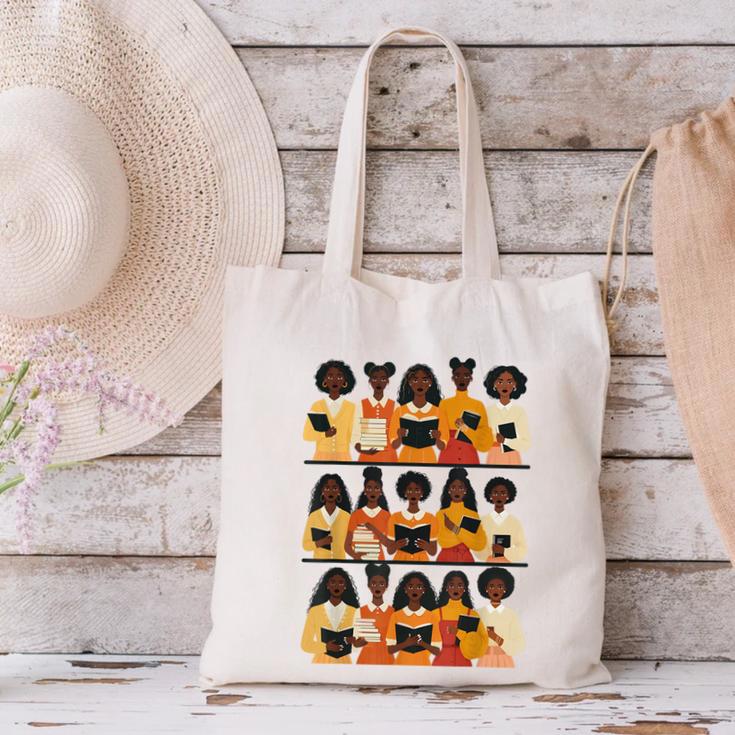 Educated Afro Women Girl Reading Book Future HBCU Grad Canvas Tote Bag