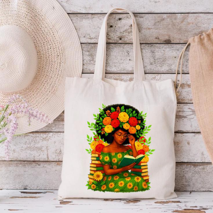 Educated Women Girls Reading Book Black History Month Canvas Tote Bag