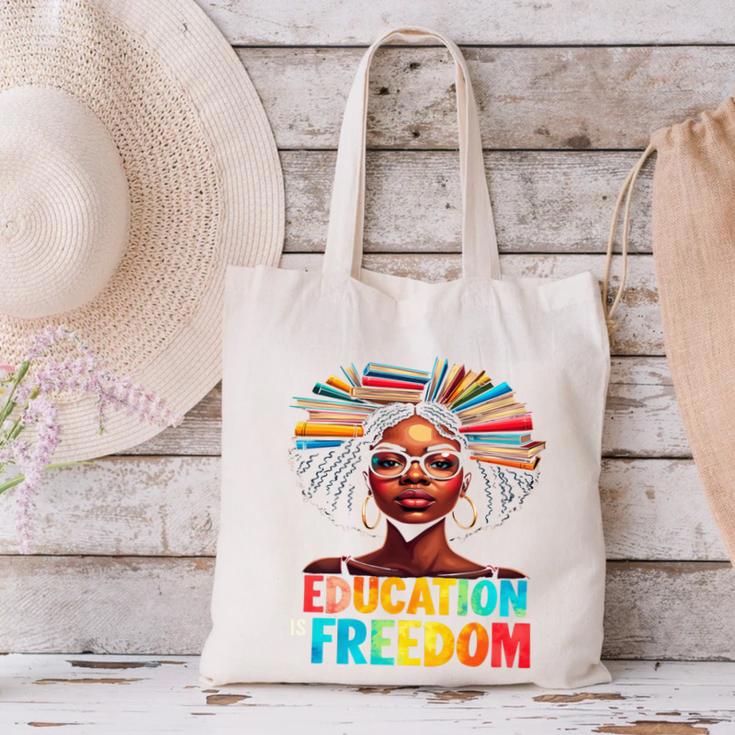 Education Is Freedom Afro Books Canvas Tote Bag