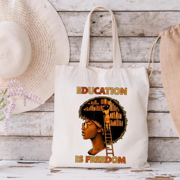 Education Is Freedom Teacher Book Black History Month Canvas Tote Bag