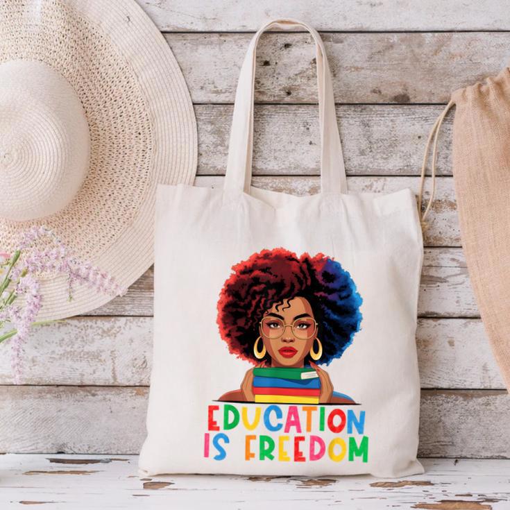 Education Is Freedom History Girl Women Book Lover Canvas Tote Bag