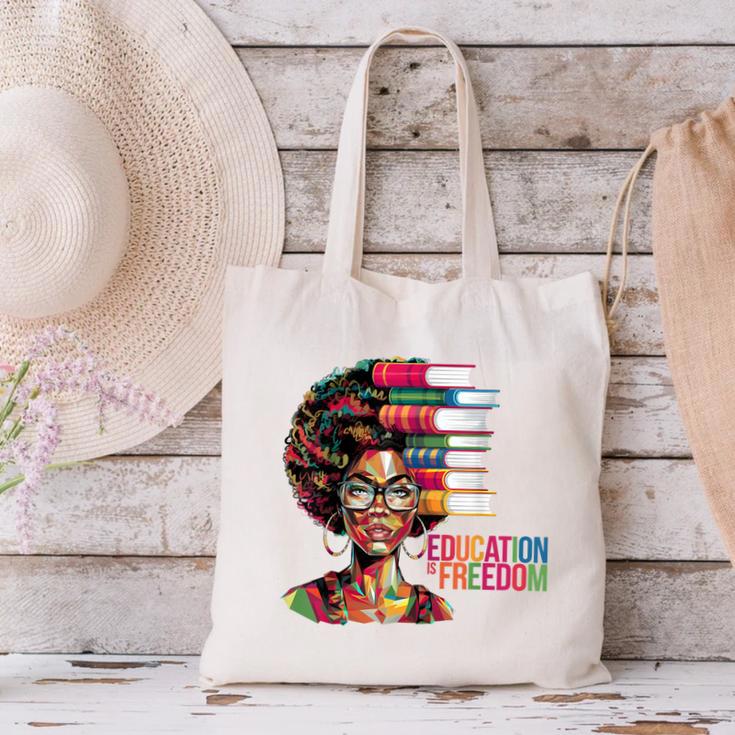Education Is Freedom History Month Teacher Books Afro Canvas Tote Bag