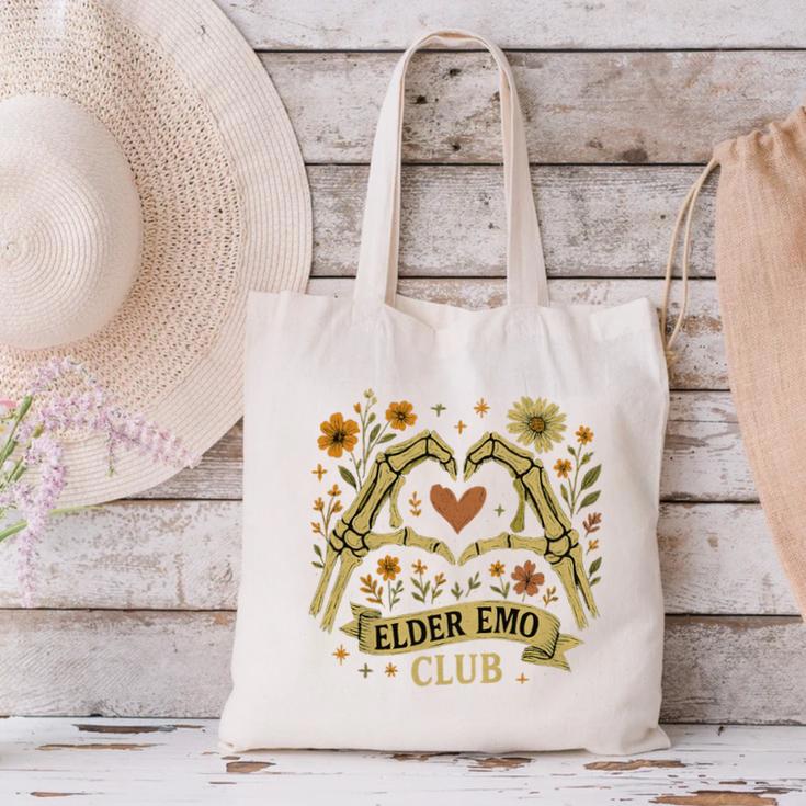 Elder Emo Club Skeleton Hands Heart Nostalgia Premium Tri-Blend Canvas Tote Bag