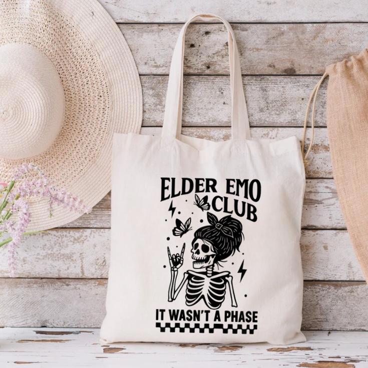 Elder Emo Club Skeleton Nostalgia It Wasn't a Phase Mom Canvas Tote Bag Elder Emo Club Skeleton Nostalgia It Wasn't a Phase Mom Canvas Tote Bag