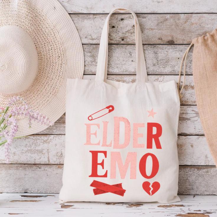 Elder Emo Retro Punk Typography Nostalgia Canvas Tote Bag
