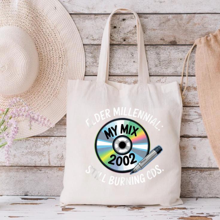 Elder Millennials Embracing 90s CDs Nostalgia Vibes Canvas Tote Bag
