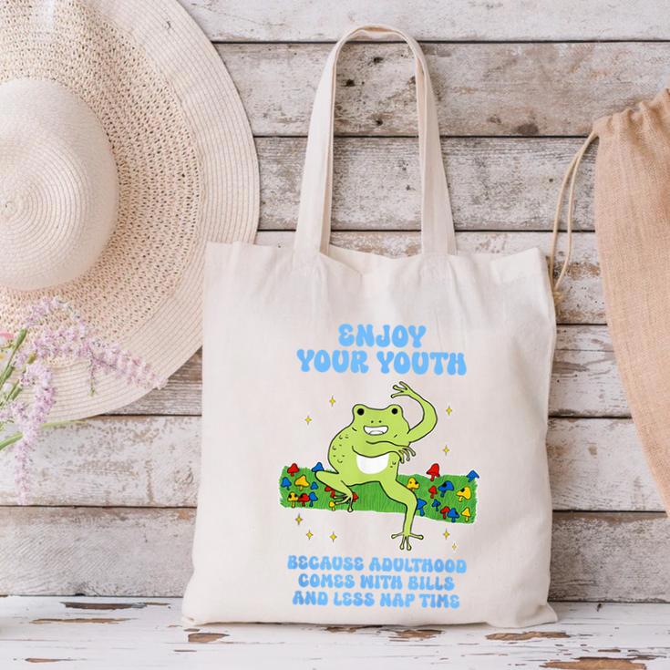 Enjoy Adulthood Comes With Bills Nostalgia Regret Canvas Tote Bag