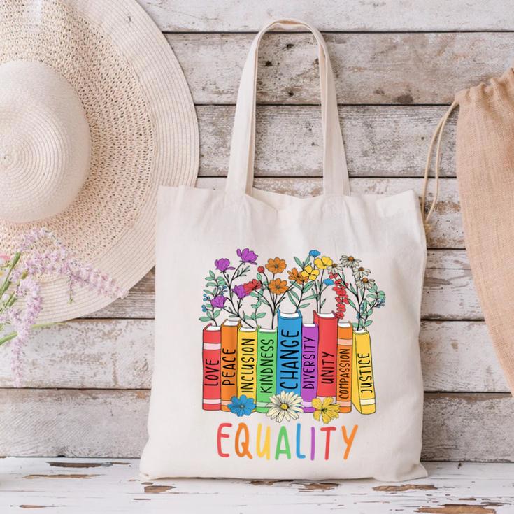 Equality Book LGBTQ Wildflowers Equal Rights Gay Kindness Canvas Tote Bag