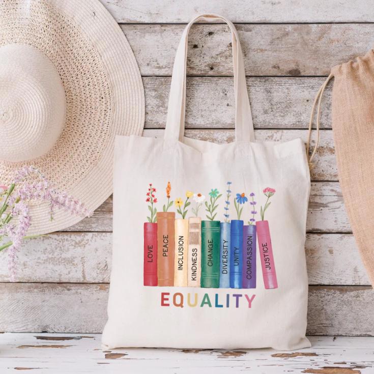 Equality Flower Books Equal Rights Social Justice Feminist Canvas Tote Bag Equality Flower Books Equal Rights Social Justice Feminist Canvas Tote Bag