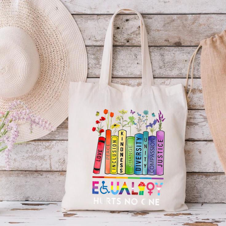 Equality Hurts No One Book Flower Rainbow Pride Month LGBTQ Canvas Tote Bag Equality Hurts No One Book Flower Rainbow Pride Month LGBTQ Canvas Tote Bag