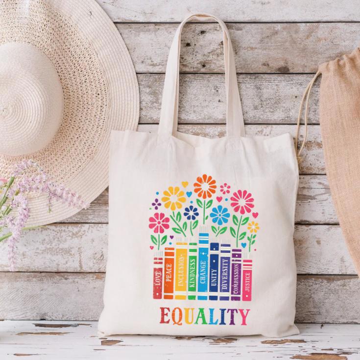 Equality Love Peace Compassion Books Protest Women Girls Kid Canvas Tote Bag