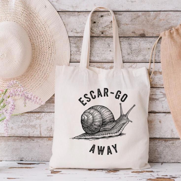 Escar Go Away Snail Vintage French Pun Introvert Humor Canvas Tote Bag Escar Go Away Snail Vintage French Pun Introvert Humor Canvas Tote Bag