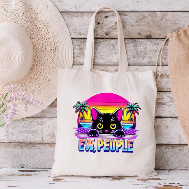 Ew Cat Misanthrope Introvert Synthwave 80s Canvas Tote Bag Ew Cat Misanthrope Introvert Synthwave 80s Canvas Tote Bag