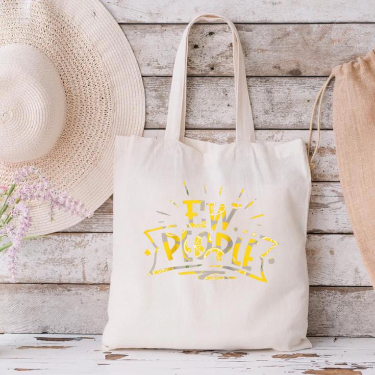 Ew People Antisocial Introvert Saying Yellow Lemon Raglan Baseball Tee Canvas Tote Bag