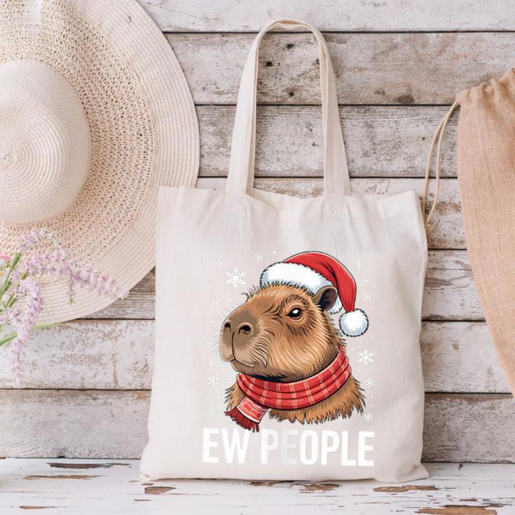 Ew People Capybara Christmas Introvert Holiday Humor Canvas Tote Bag Ew People Capybara Christmas Introvert Holiday Humor Canvas Tote Bag