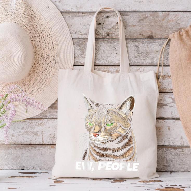 Ew People Cat Tabby Cat Antisocial Grumpy Introvert Canvas Tote Bag Ew People Cat Tabby Cat Antisocial Grumpy Introvert Canvas Tote Bag
