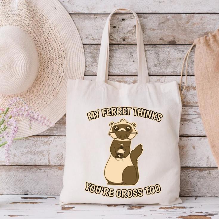 Ew People Ferret Saying Mask Introvert Ferrets Canvas Tote Bag