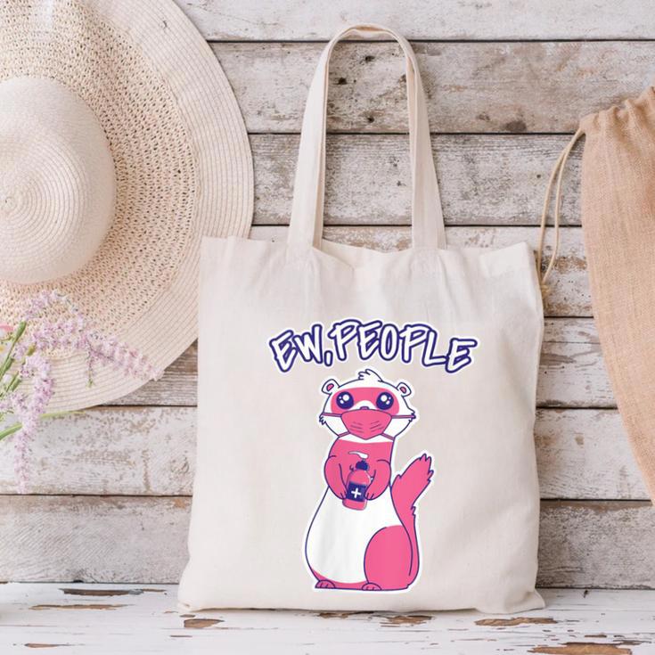 Ew People Introvert Ferrets Saying Mask Ferret Canvas Tote Bag