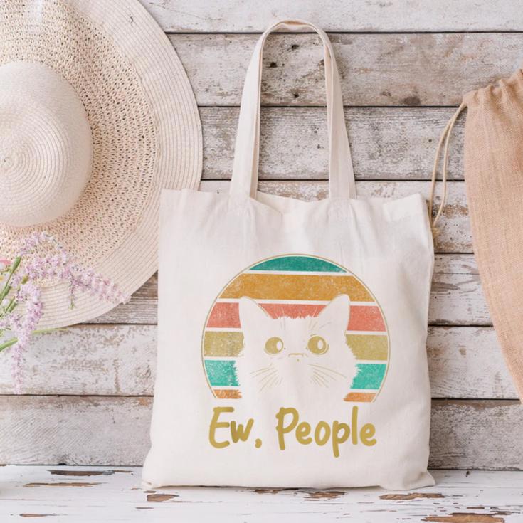 Ew People Retro Cat Lover Social Introvert Canvas Tote Bag Ew People Retro Cat Lover Social Introvert Canvas Tote Bag