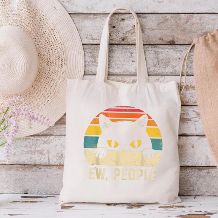 Ew People Retro Cat Vintage Anti-Social Introvert Canvas Tote Bag Ew People Retro Cat Vintage Anti-Social Introvert Canvas Tote Bag