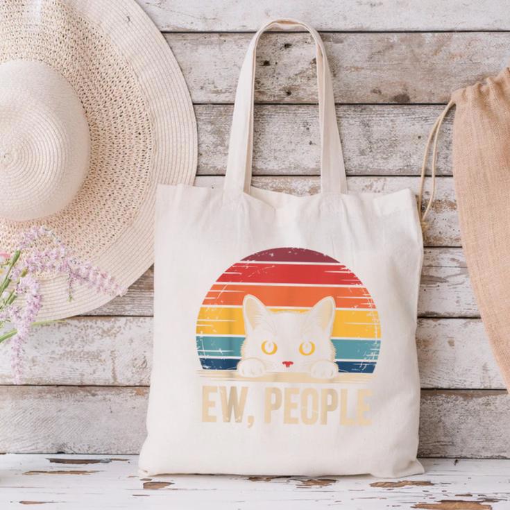 Ew People Retro Vintage Anti Social Cat Introvert Canvas Tote Bag Ew People Retro Vintage Anti Social Cat Introvert Canvas Tote Bag