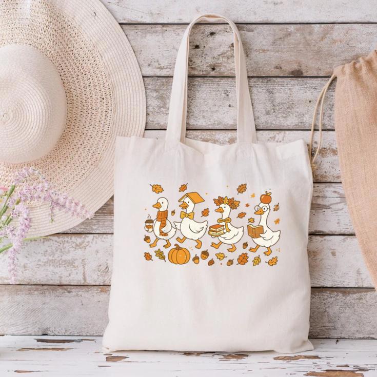 Fall Goose Reading Book Teacher Autumn Pumpkin Cozy Season Canvas Tote Bag Fall Goose Reading Book Teacher Autumn Pumpkin Cozy Season Canvas Tote Bag