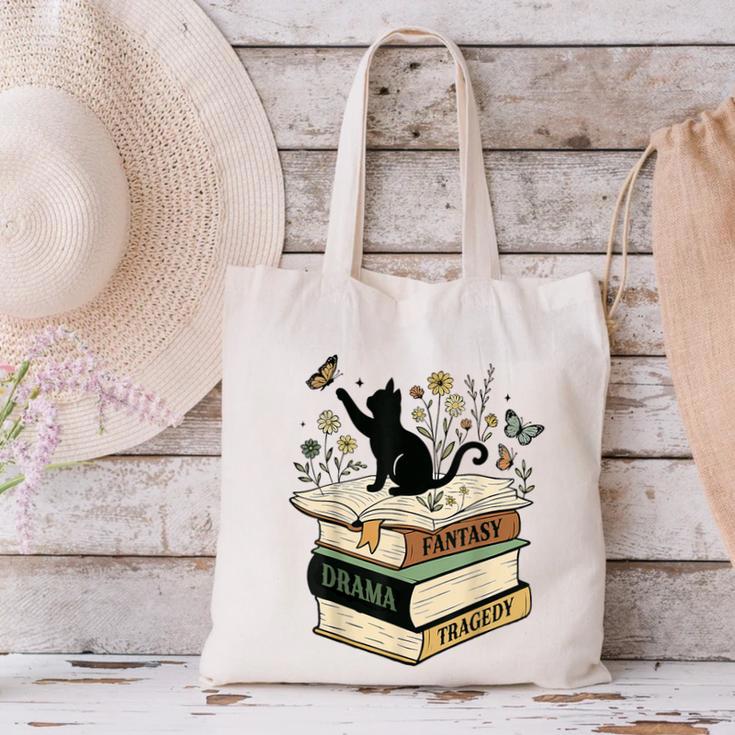 Fantasy Drama Tragedy Cat Book Lover Reading Humor Canvas Tote Bag Fantasy Drama Tragedy Cat Book Lover Reading Humor Canvas Tote Bag