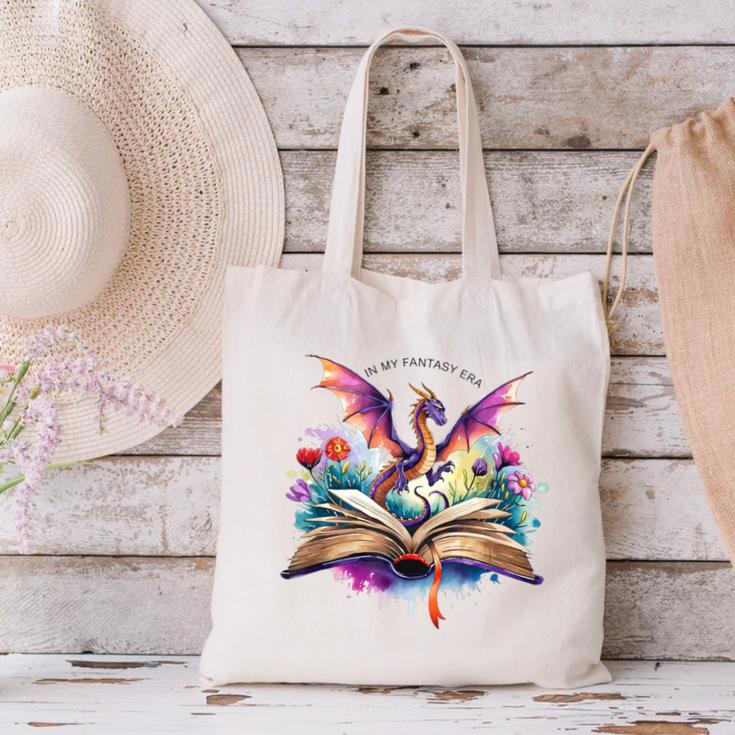 In My Fantasy Era Magic Dragon Book Canvas Tote Bag In My Fantasy Era Magic Dragon Book Canvas Tote Bag