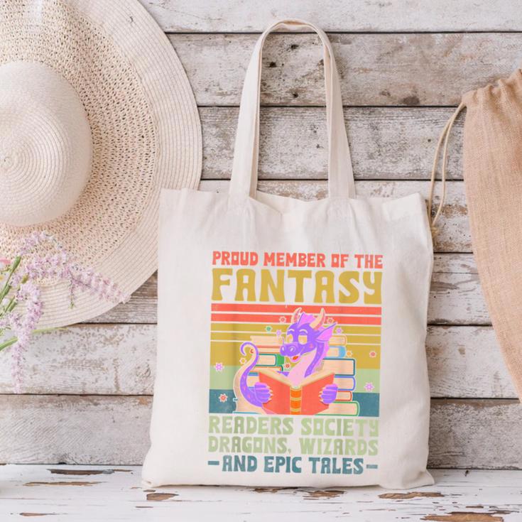 Fantasy Reader Society Reading Book Retro Bookworm Reader Canvas Tote Bag