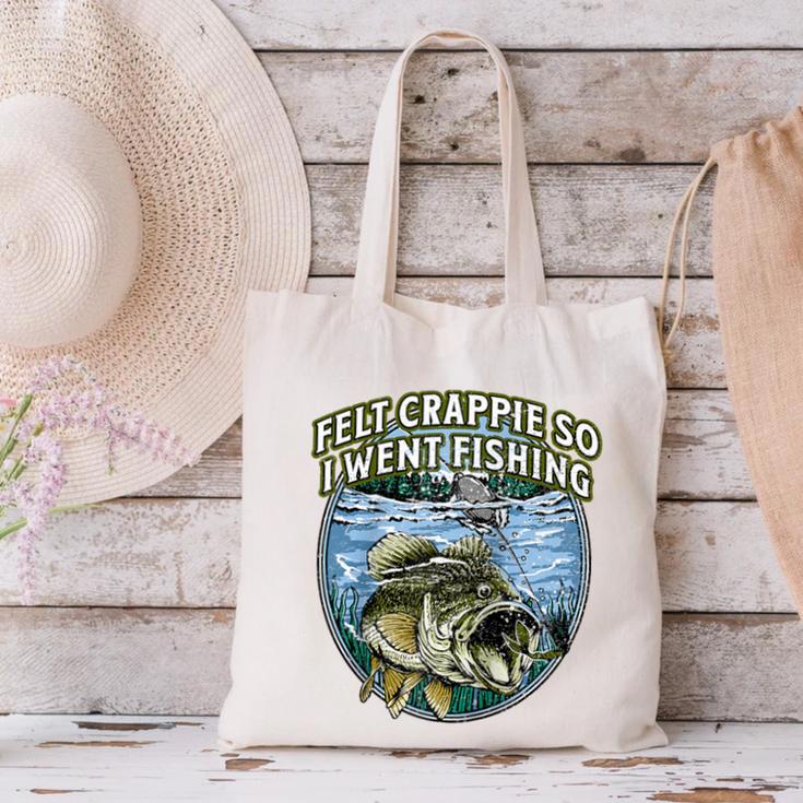 Felt Crappie So I Went Fishing Introvert Lakes Antisocial Raglan Baseball Tee Canvas Tote Bag
