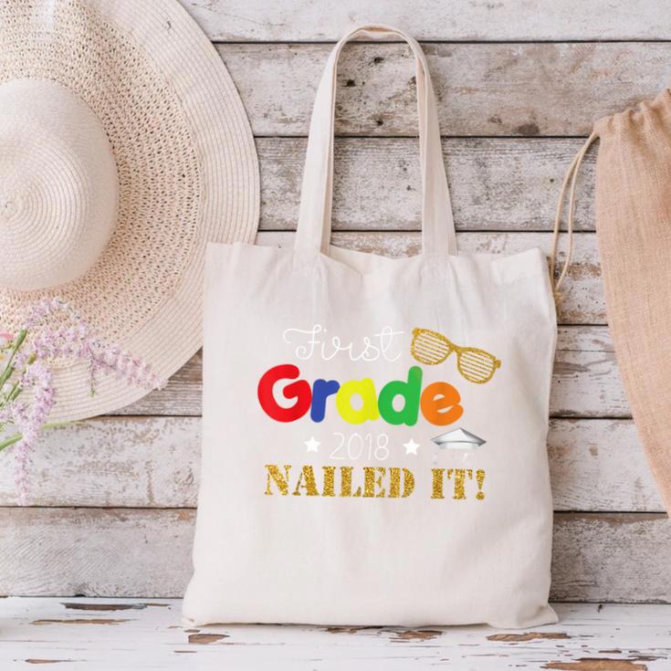 First 1st Grade 2018 Nailed It Graduation Shirt Canvas Tote Bag