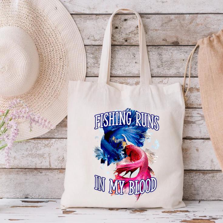Fishing Runs In My Blood Introvert Hobby Antisocial Canvas Tote Bag Fishing Runs In My Blood Introvert Hobby Antisocial Canvas Tote Bag