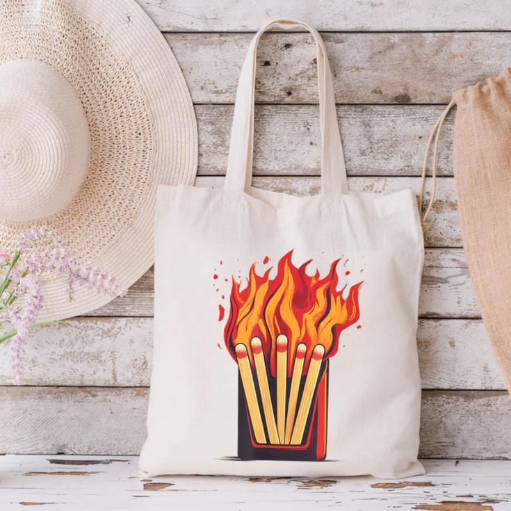 Flames And Lighter Costume For Matchbook Lovers Canvas Tote Bag Flames And Lighter Costume For Matchbook Lovers Canvas Tote Bag