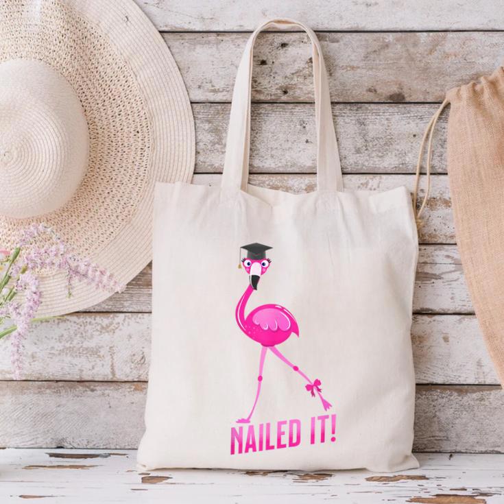 Flamingo Nailed It Graduation Flamingo Canvas Tote Bag