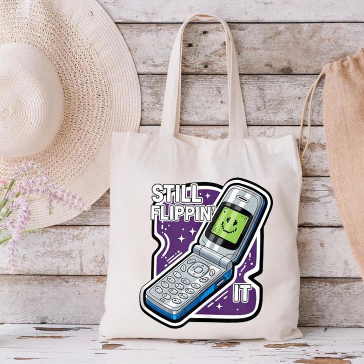 Still Flippin' It Retro Flip Phone 90s Y2K Nostalgia Canvas Tote Bag Still Flippin' It Retro Flip Phone 90s Y2K Nostalgia Canvas Tote Bag