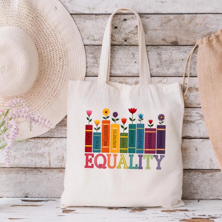 Floral Flower Book Equality Human Rights Women's Rights Canvas Tote Bag