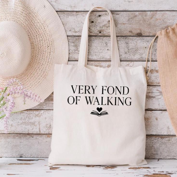Very Fond Of Walking Book Lover Mom Walking Bookish Canvas Tote Bag
