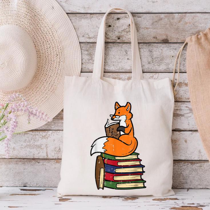 Fox Books Read Reading Librarian America Men Women Kids Canvas Tote Bag