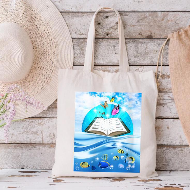 Frutiger Aero Aesthetic Tech Book Butterfly Canvas Tote Bag